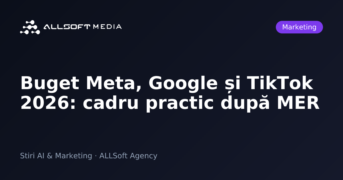 Buget Meta, Google și TikTok 2026: cadru practic după MER