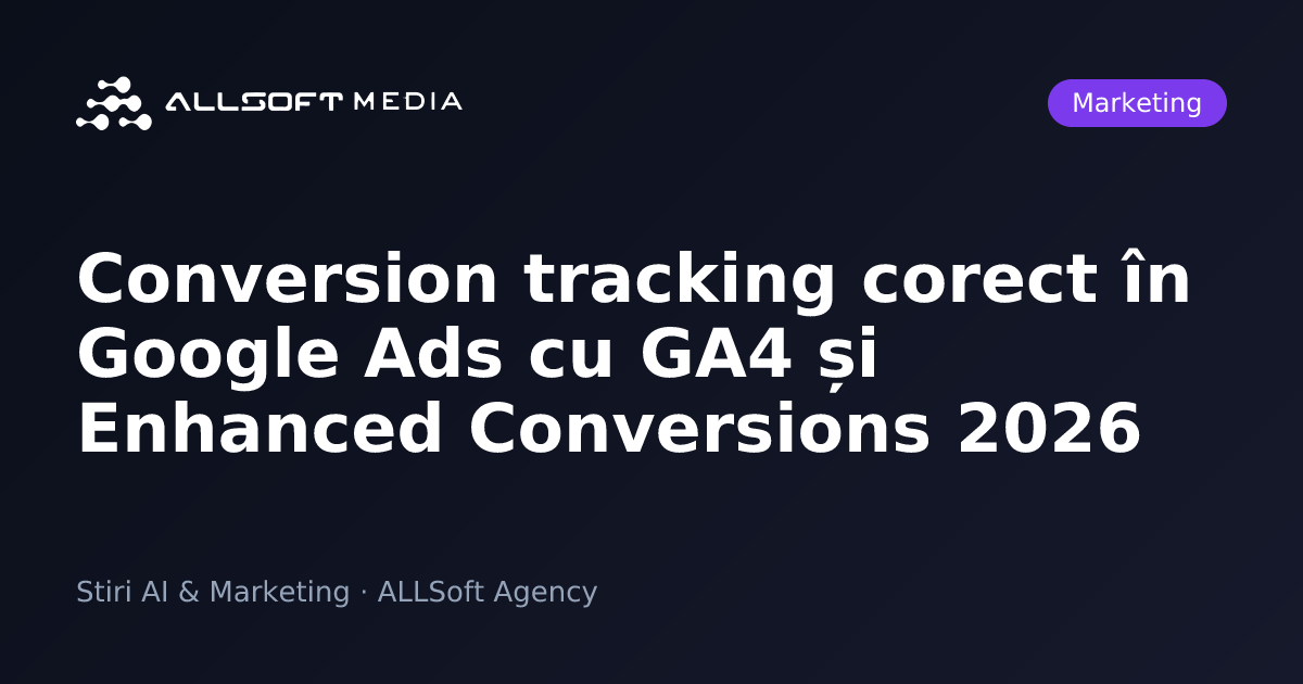 Conversion tracking corect în Google Ads cu GA4 și Enhanced Conversions 2026