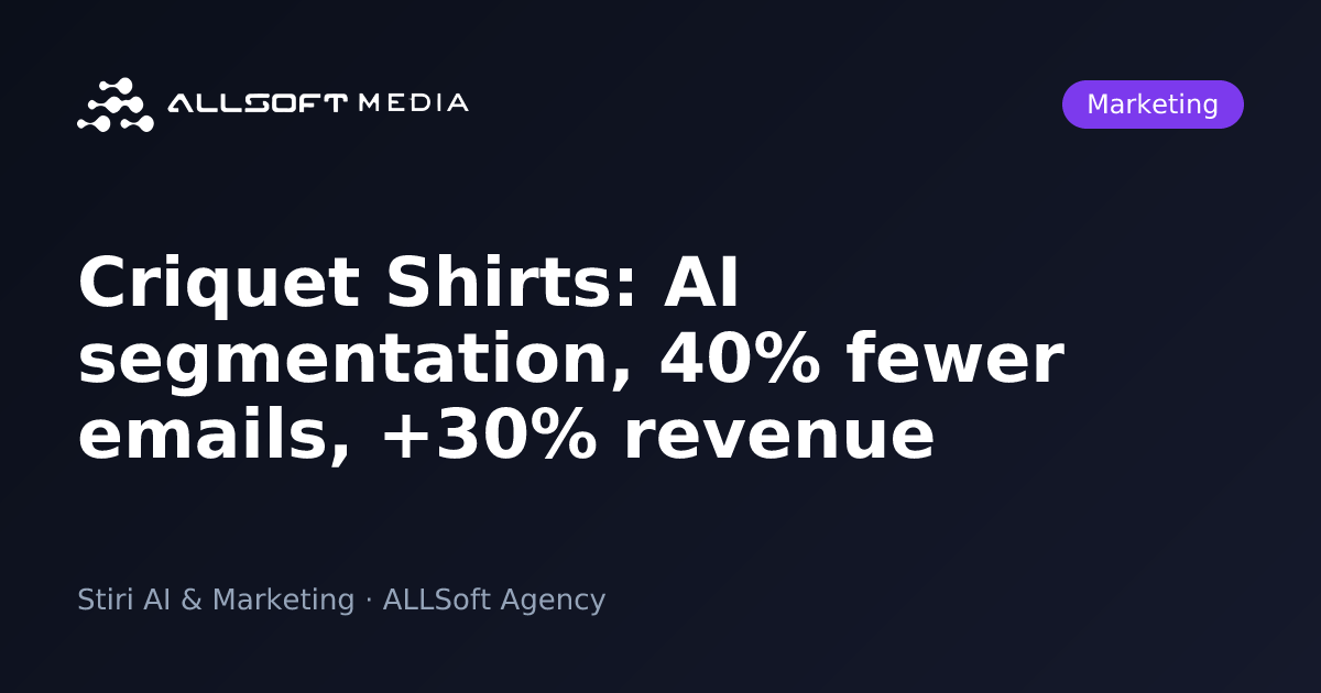 Criquet Shirts: AI segmentation, 40% fewer emails, +30% revenue