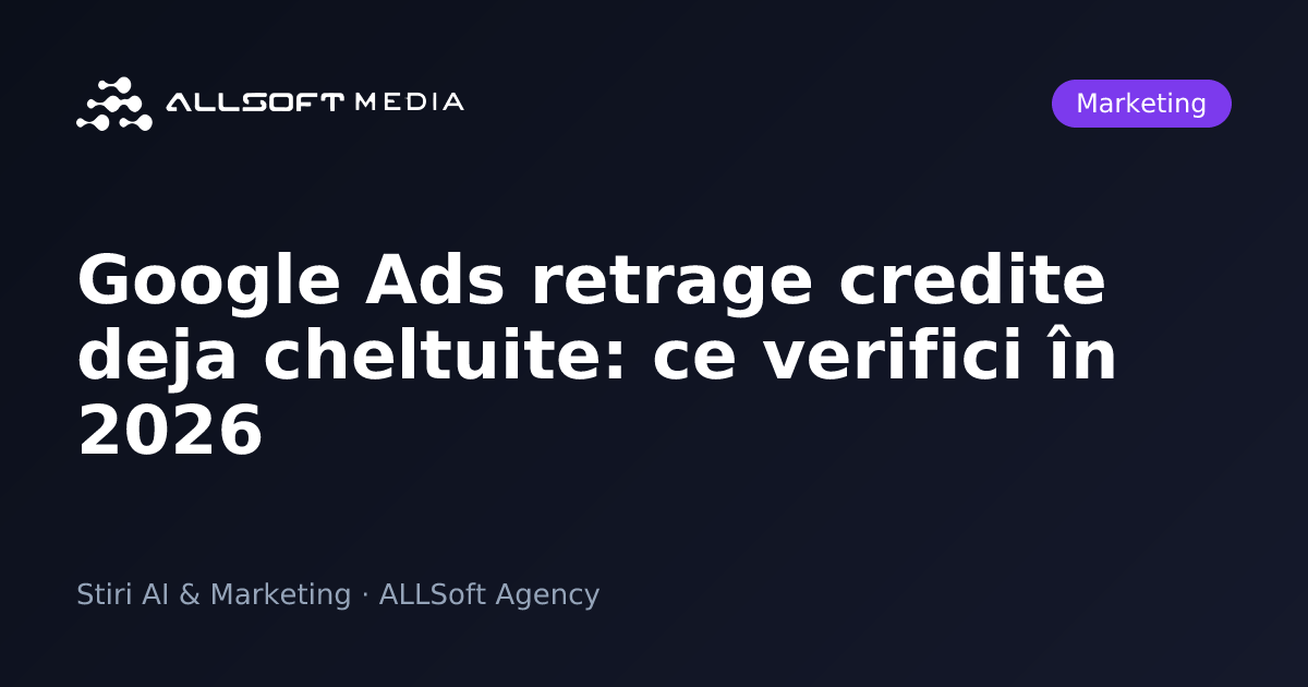 Google Ads retrage credite deja cheltuite: ce verifici în 2026