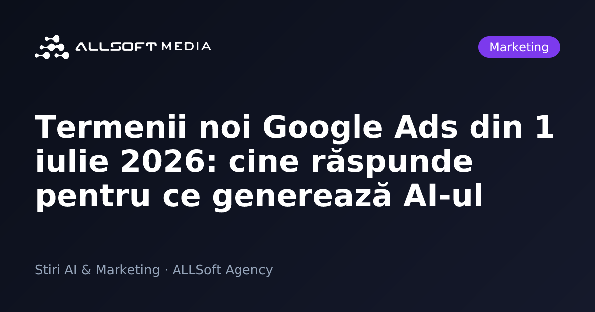Termenii noi Google Ads din 1 iulie 2026: cine răspunde pentru ce generează AI-ul