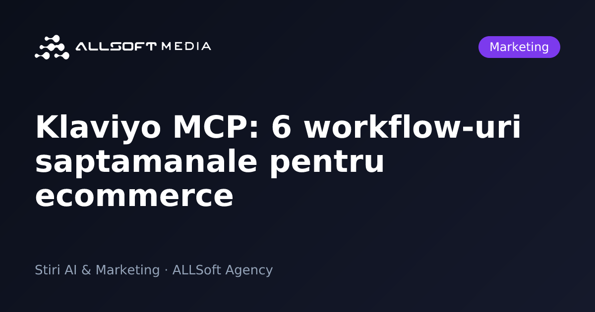 Klaviyo MCP: 6 workflow-uri saptamanale pentru ecommerce