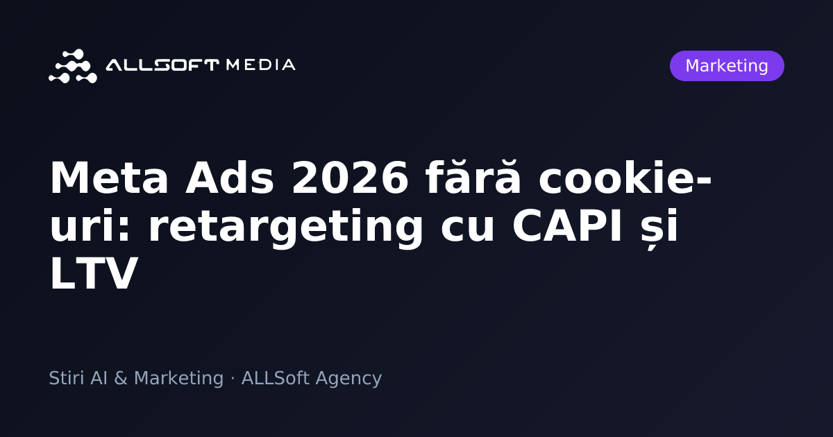 Meta Ads 2026 fără cookie-uri: retargeting cu CAPI și LTV