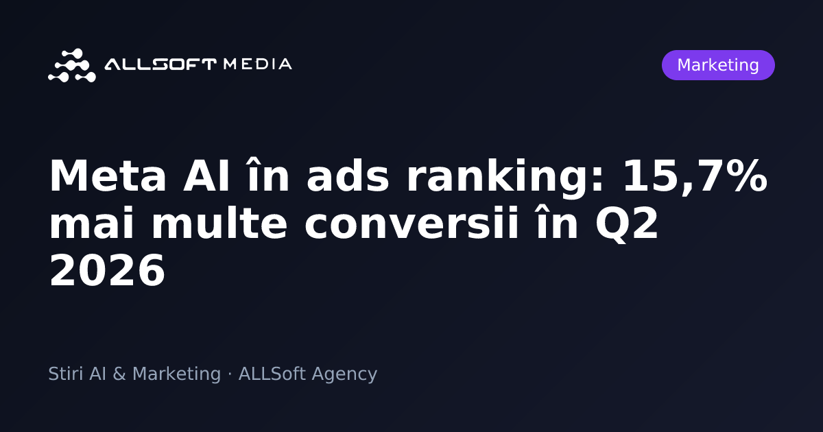 Meta AI în ads ranking: 15,7% mai multe conversii în Q2 2026