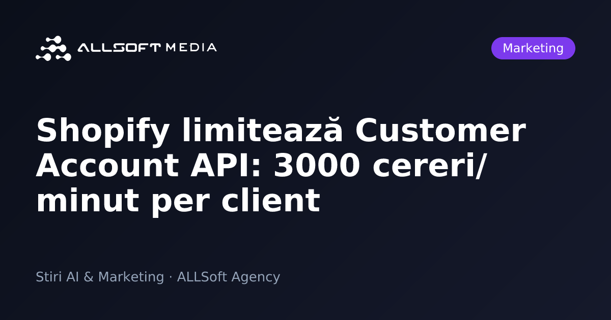 Shopify limitează Customer Account API: 3000 cereri/minut per client