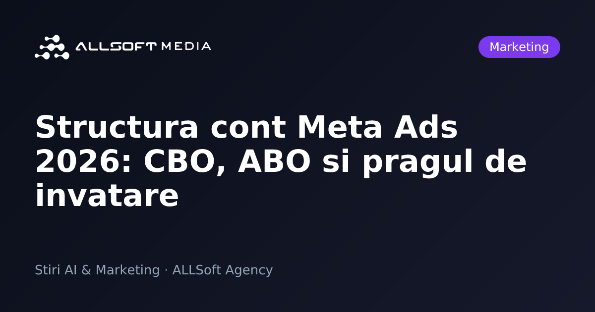 Structura cont Meta Ads 2026: CBO, ABO si pragul de invatare